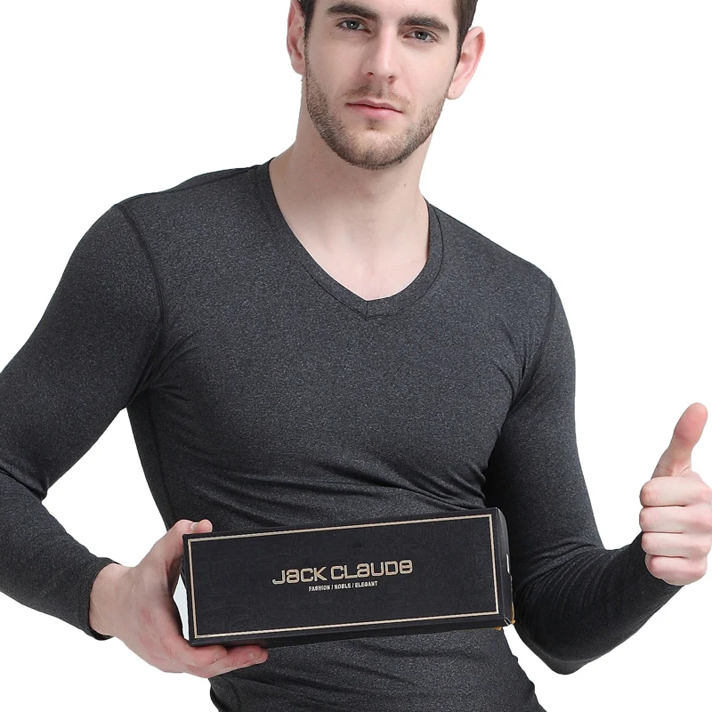 
Cheap Polyester Material V Neck Thin Fleece Lined Various Colors Thermal Underwear for Men 