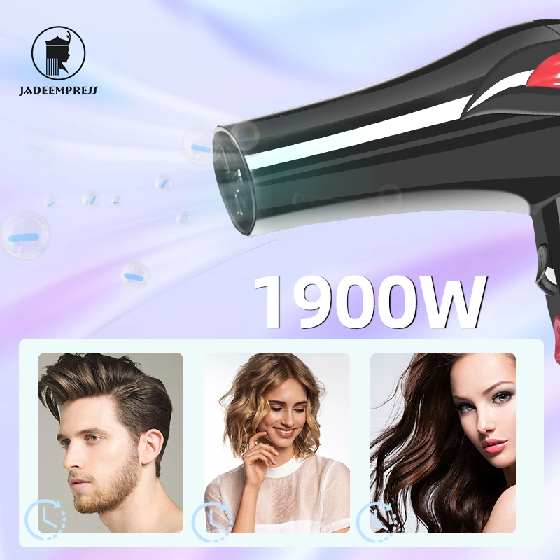 Less Frizz and For Shiny Hair Dryer, Air Electric Negative Ion Hair Dryer  with 3 Heat Settings and Two Nozzles
