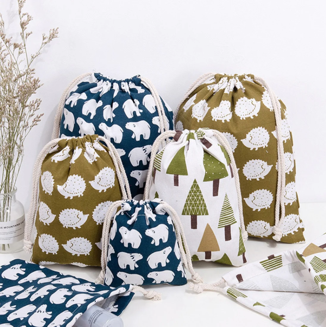 In stock wholesale personalized colorful small pouch bag drawstring cosmetic bag,christmas drawstring bag