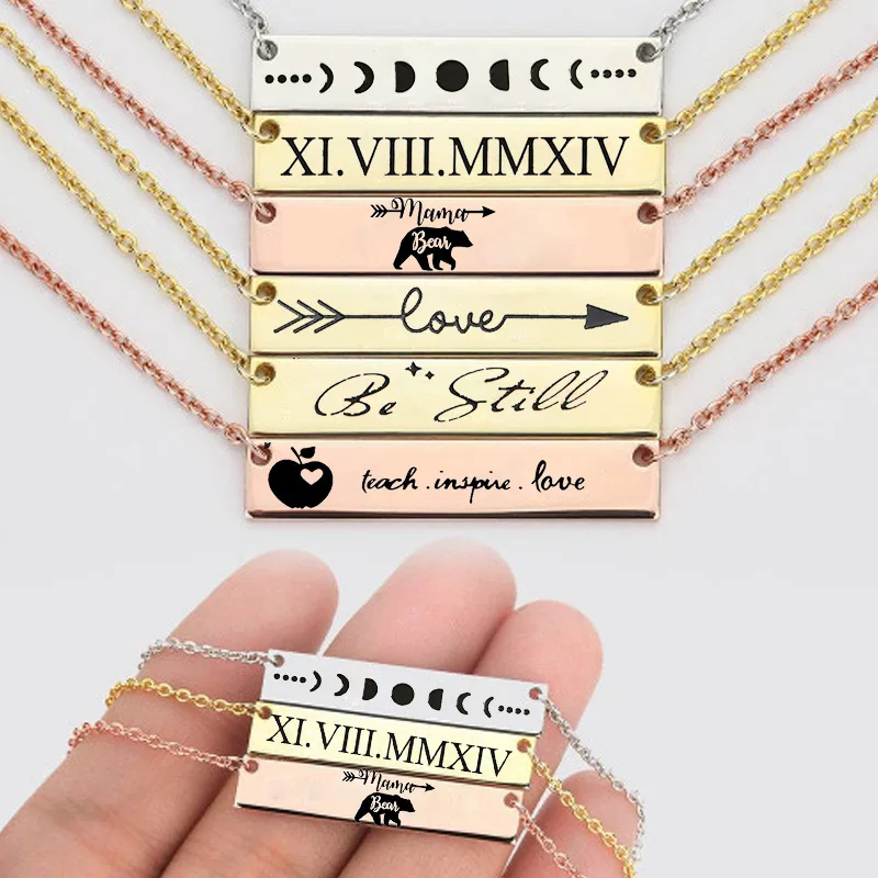 Personalized Engraved Bracelet Necklace Fashion Women Stainless Steel Jewelry Custom Name Nameplate Necklace