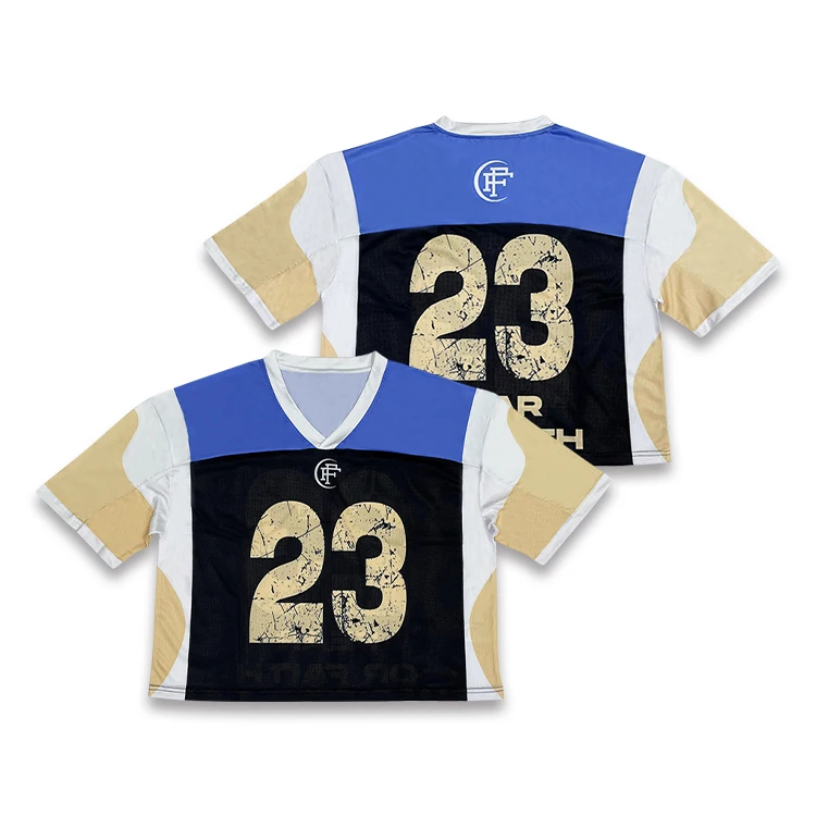 Custom Mesh Shirts Cropped Sublimation Design Red Boxy Shorts Oversize American Football Jersey