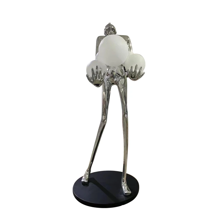 Indoor Resin Black Sculpture People Floor Lamp Creative Art Human Body Sculpture Corner Standing Lamp