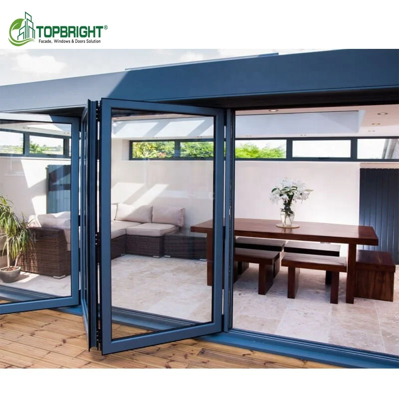 Modern anti mosquito fold door exterior accordion small glass vertical folding aluminum doors for houses