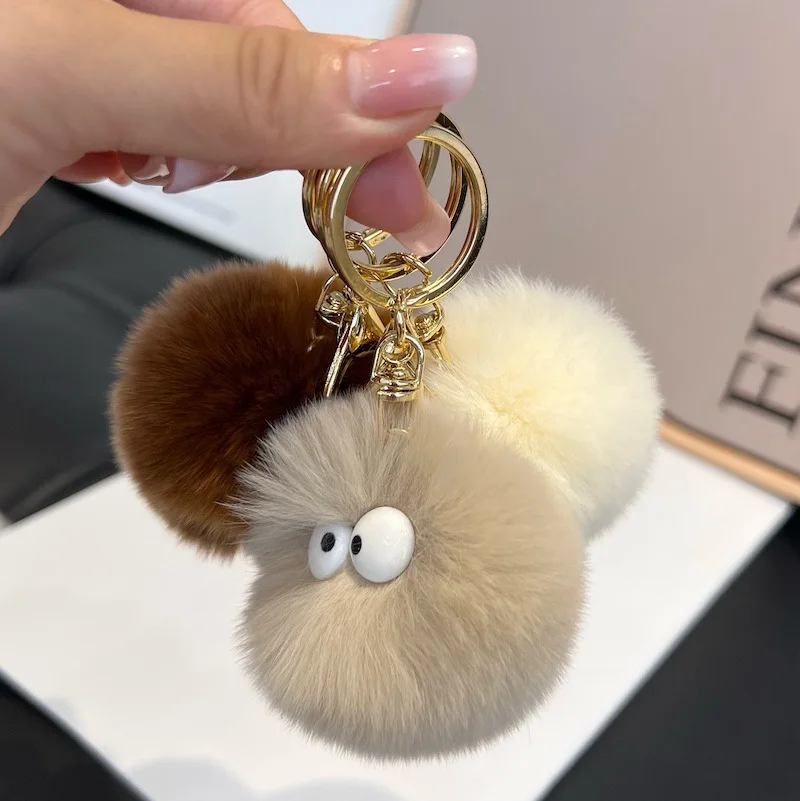Soft Pom Pom Keychain Light Keychain with Plush Material Metal PVC Plastic Zinc Alloy Featuring a Stylish Design