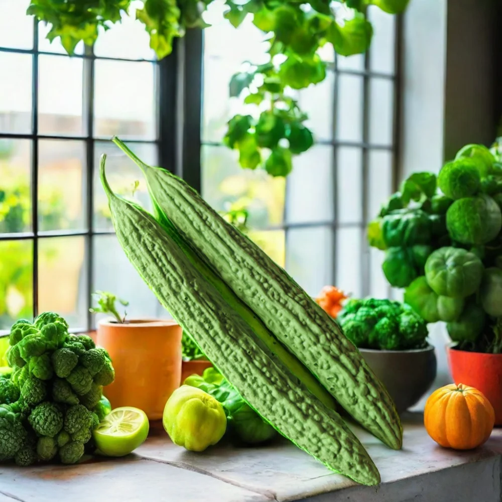 High end simulation of bitter gourd PU artificial vegetable display, advanced art model decoration props