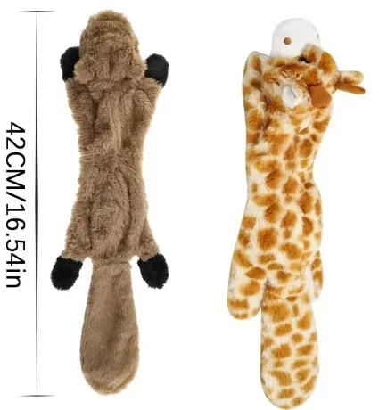 Double Layer Reinforced Fabric Durable Cute No Stuffing Chewtle Plush Squeaky Dog Toys Christmas Dog Toy Plush