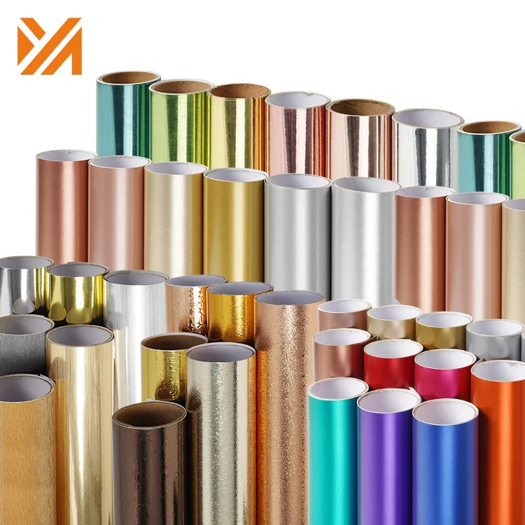 Self Adhesive Colored Vinyl For Cutting Plotter Metallic Glossy Gold Sticker Vinyl Film Paper Roll