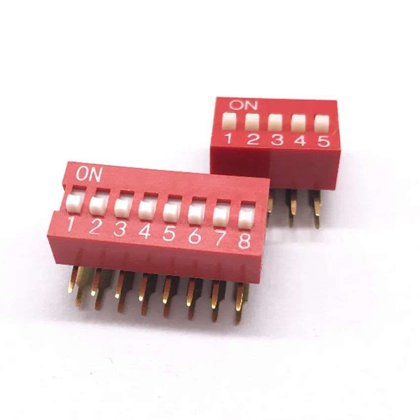 Higher Quality slide DIP switch right angle pitch 2.54mm Red Blue  Black color 2 position 3poles/4/5/6/7/8/9/10 pin dip switch