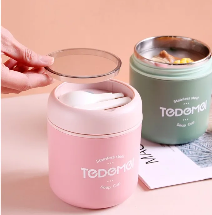 2021 hot selling Homio Tedemei Manufacturer colorful 304 stainless steel breakfast soup cup food container