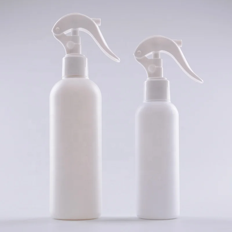 White Medicine Cosmetic Chemical Spray Disinfect Mosquito HDPE 8oz 250ml Cylindrical Repellent Bottle With Trigger Sprayer