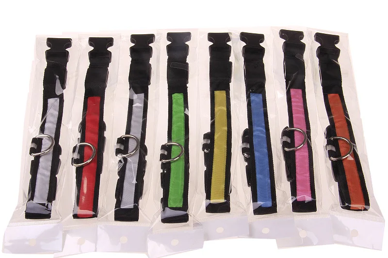 Pet Cat Collar Waterproof USB Rechargeable Nylon Flashing Light Up Plain Nylon Led Dog Collar