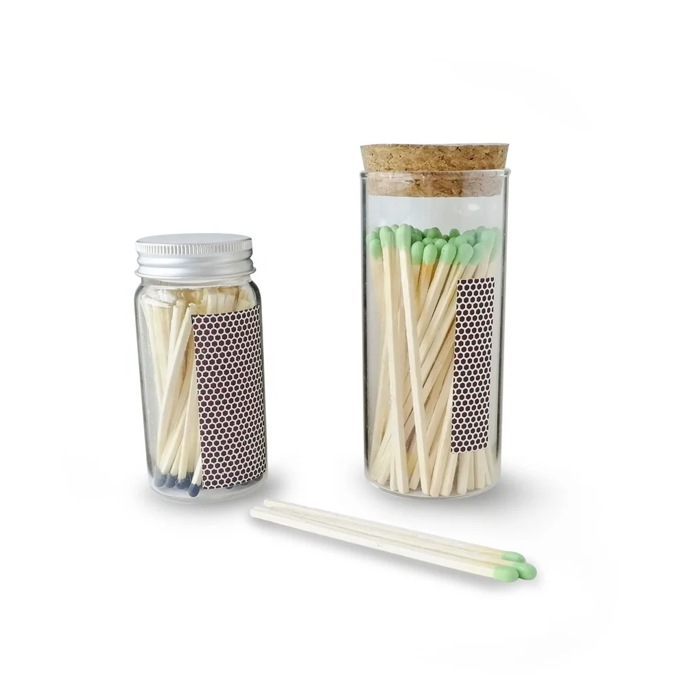 jar matches black matchbox hot foil gold print logo on glass jar candle 4 inch long safety matches