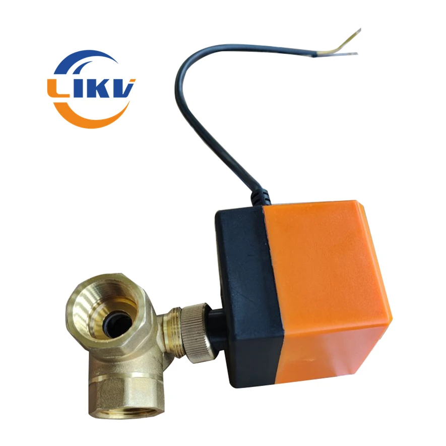BSPT Connection 220v Motorized Electric Three Way Brass Ball Valve with PTFE Seat