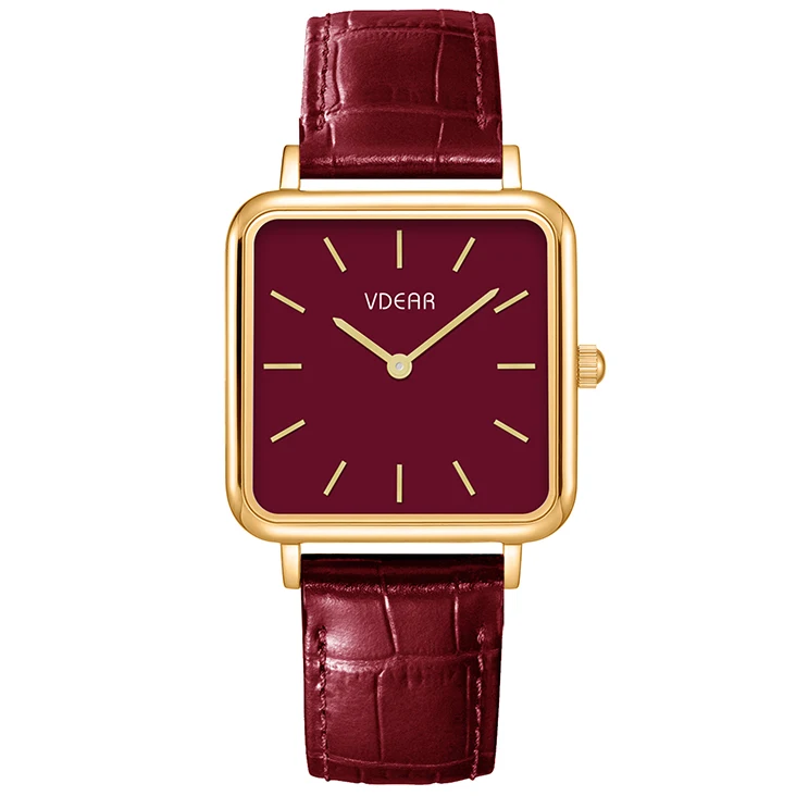 Elegance 3atm Waterproof Small Size Square Case Ultra Thin Quartz Luxury Wristwatch Minimalist Leather Strap Ladies Watch