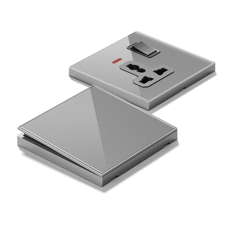 S3.1 grey electric switch large board acrylic touch wall switches wifi usb wall socket for household