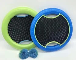 Bellwell Portable Mini Hand Trampoline Paddle Ball and Flying Disc Set