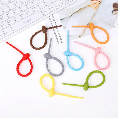 High Quality Silicone Cable Twist Tie Organizer  Silicone Strap Tie Reusable Bike Strap Wire Cord Silicone Cable Ties