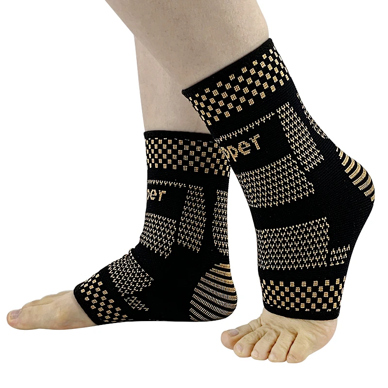 Sports Protection Copper Ankle Support Infused Foot Compression Sleeves for Men and Women Plantar Fasciitis Recovery Ankle Brace
