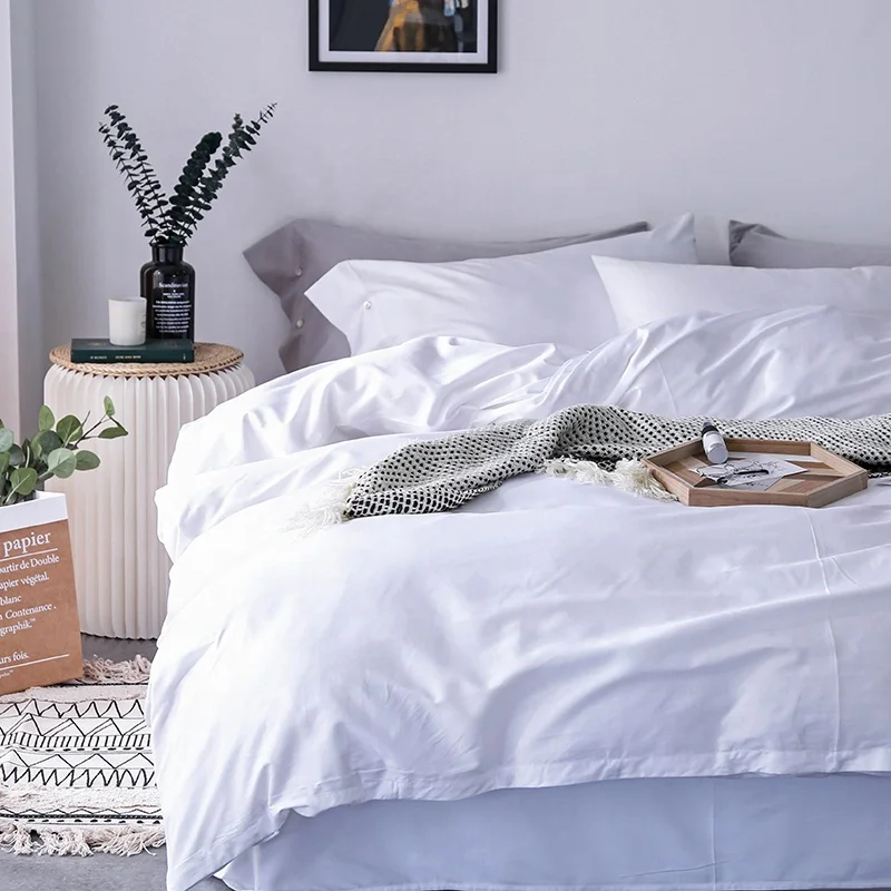 Moonlight white 5 star hotel bed linens cotton bed sheet set 100% cotton bedding set