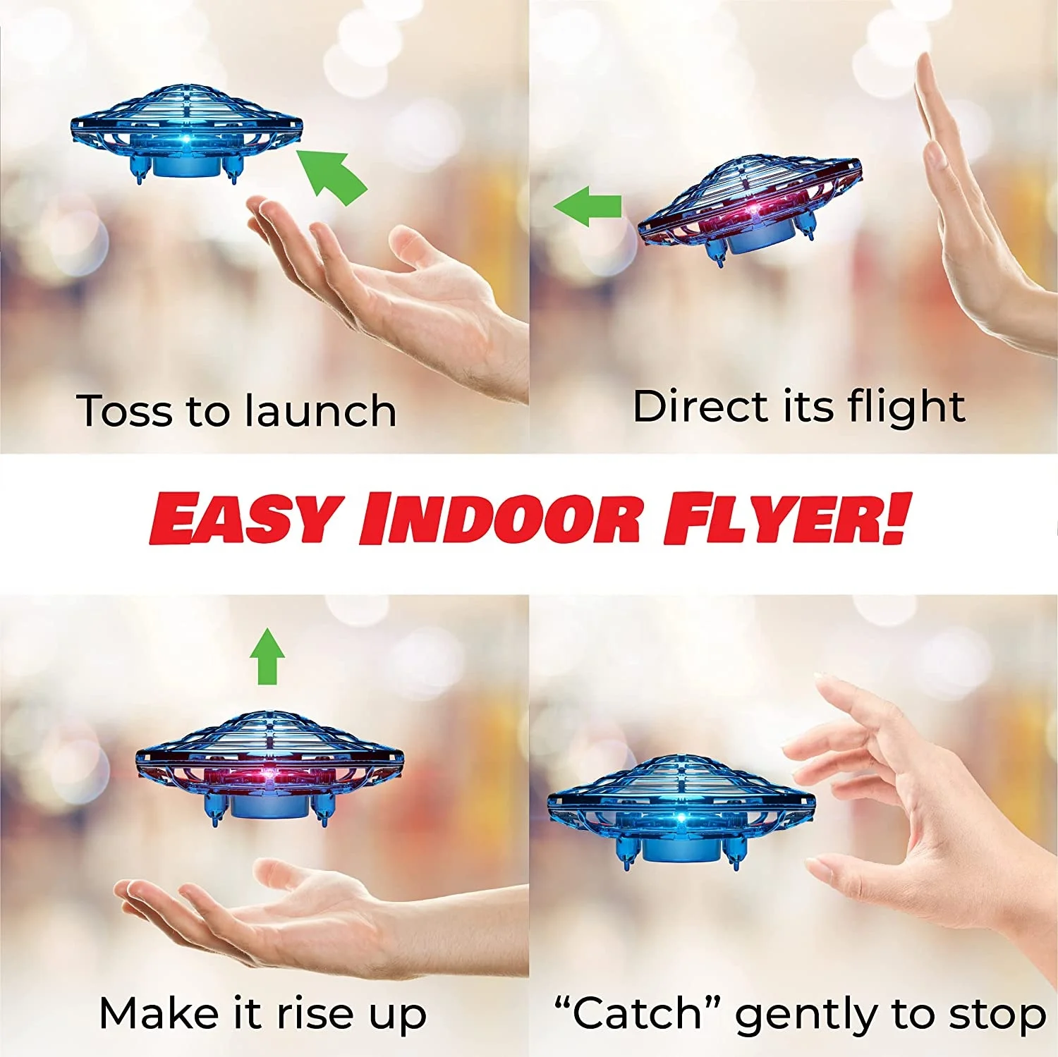 Combo Hand Operated Drone Hands Free Motion Sensor Mini Drone, Easy Indoor Rechargeable UFO Flying Ball Drone Toy for kids adult