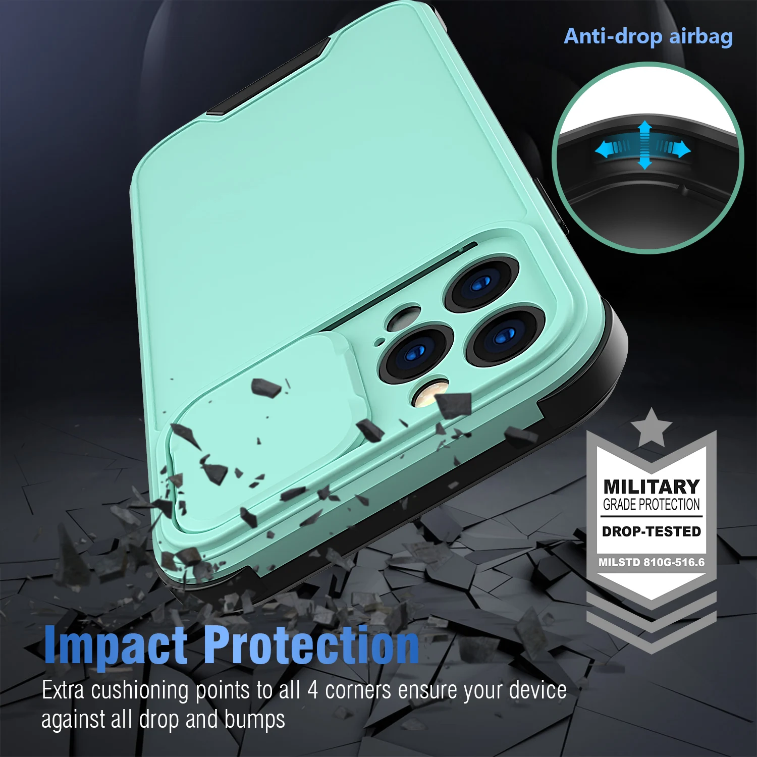 Xihop Luxury Aluminum Slide Window Camera Lens Metal Protection Cell Mobile Back Cover Phone Case for i Phone 13 Pro Max