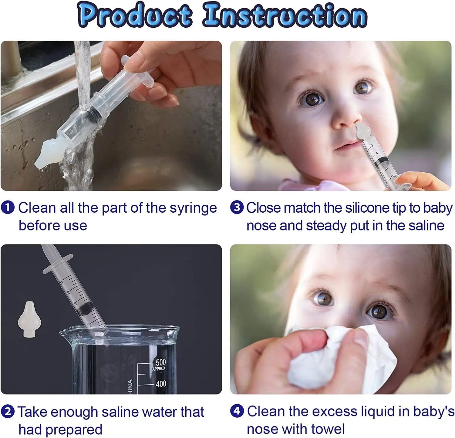 Safe Silicon High Quality Hot selling Baby Nasal Irrigation Washing Device  10ml Baby Nasal Syringe