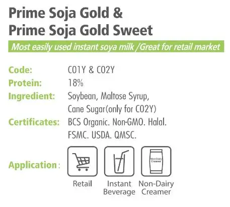 Instant soymilk powder for breakfast with 18% protein / Dragon King Brand