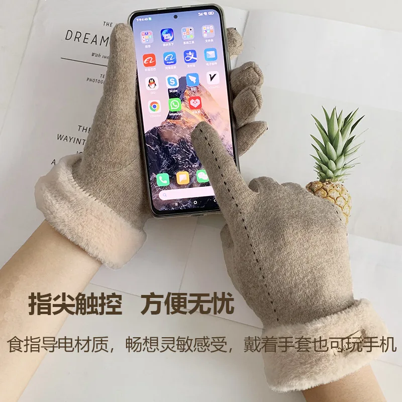 BSCI Factory Wholesale Winter Wool Outdoor Warm Cute Ladies Mittens Touch Screen Fashion Women Gloves