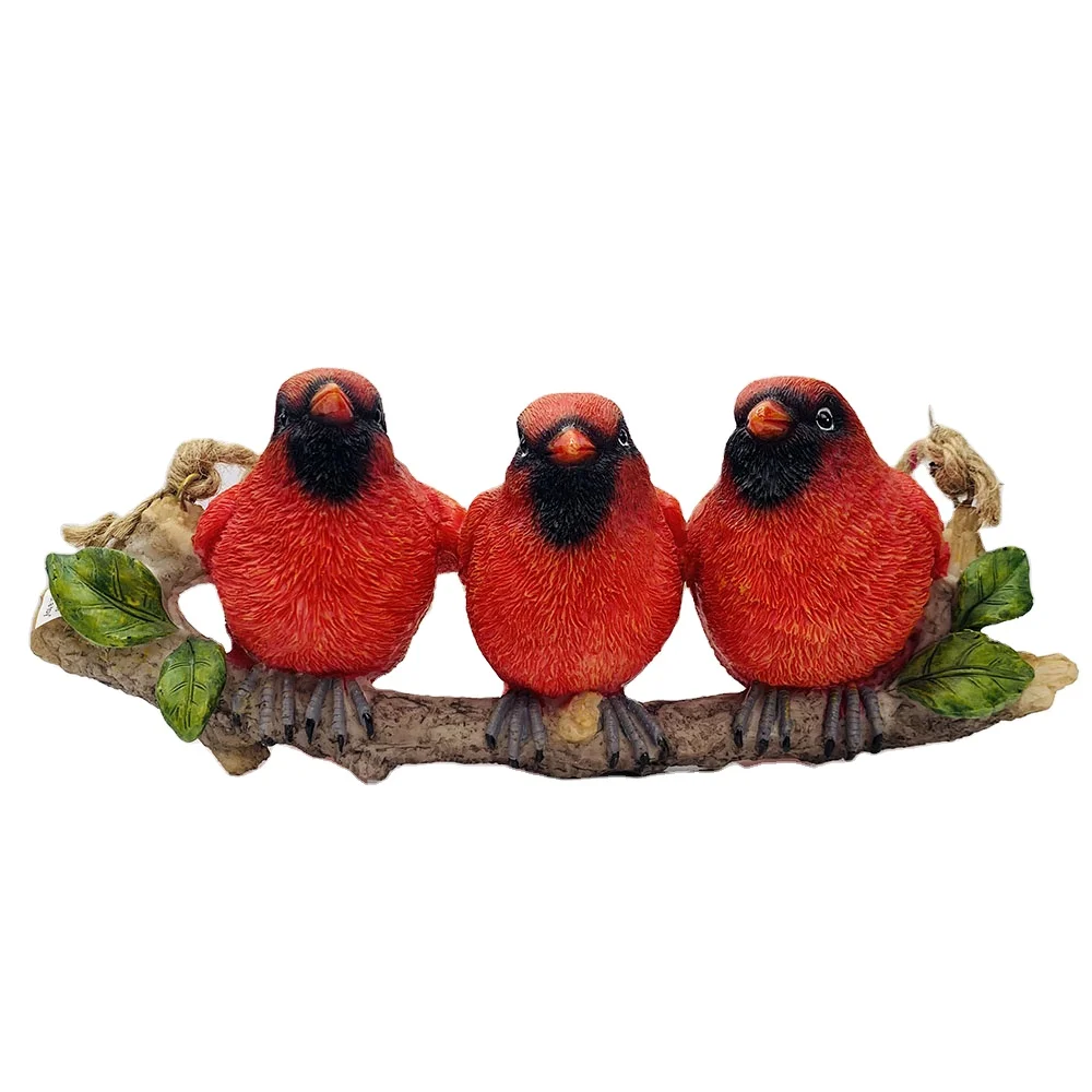 Outdoor rusty garden ornaments polyresin cardinal birds garden decoration