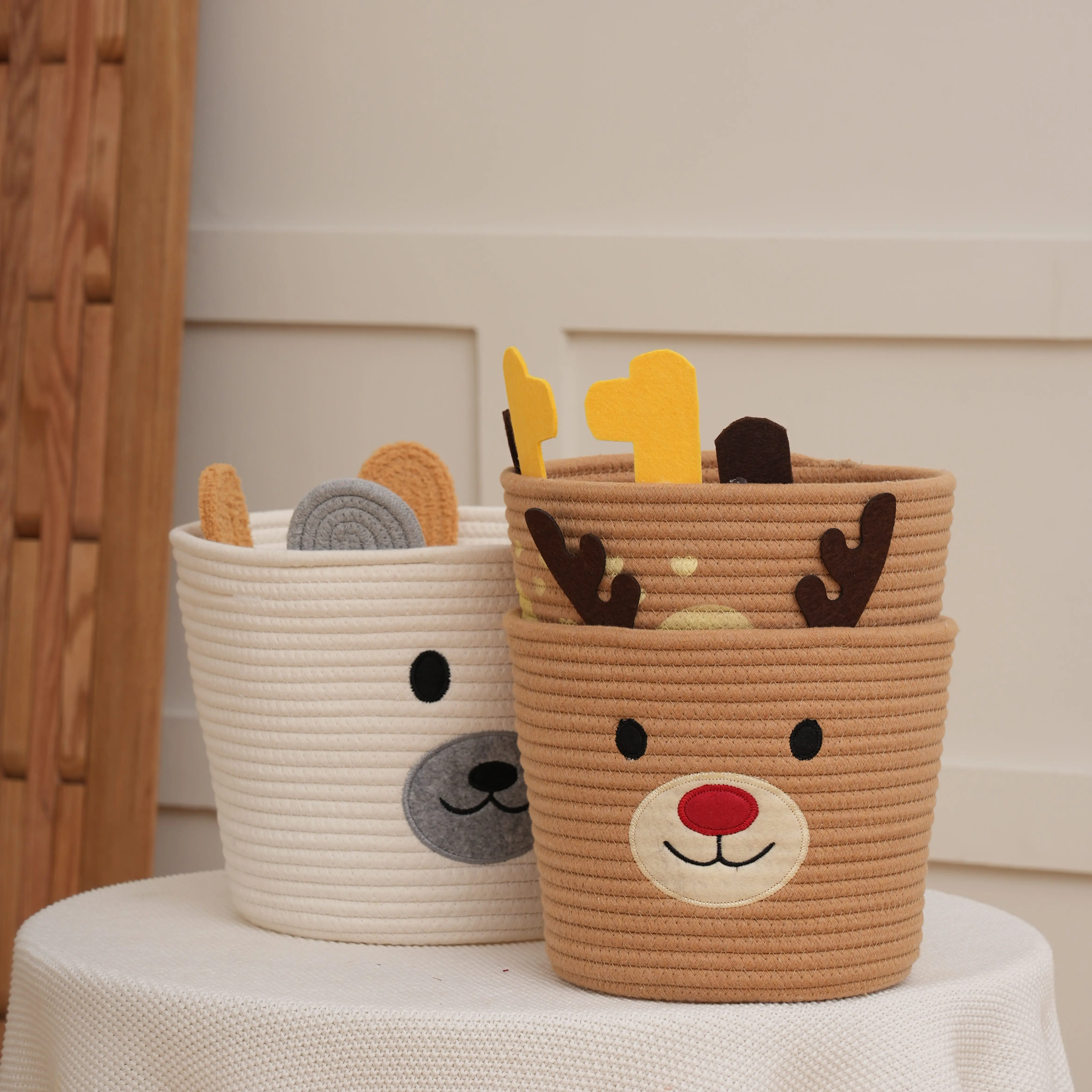 medium wholesale cotton rope basket with custom cute logo