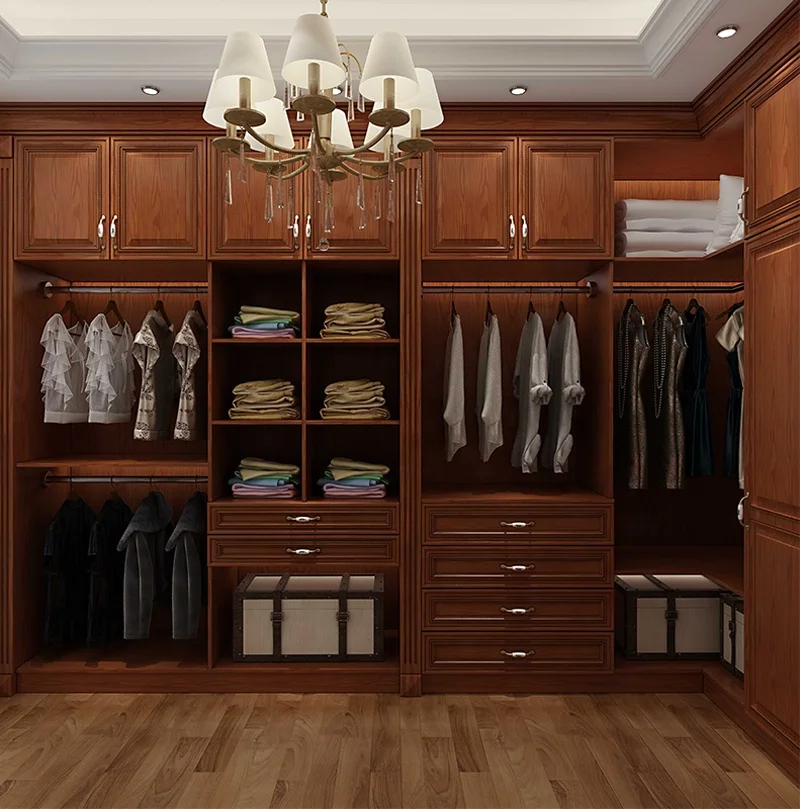 Retro Chinese style walnut color board multi-function corner cloakroom wardrobe clothes organizer