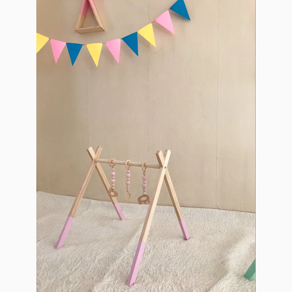 
Fessyc Wood Baby Gym with 3 Wooden Baby Teething Toys fitness frame children educational toys baby play gym 