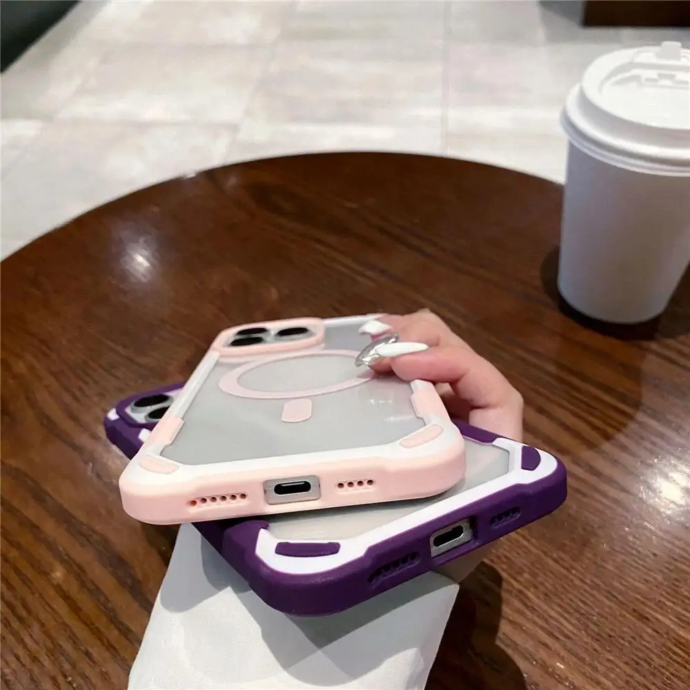 Для iPhone 16 Pro Max роскошный Магнитный силиконовый чехол для мобильного телефона 12 13 14 15 Plus прозрачный защитный