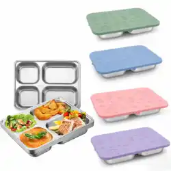 Lunch Box 4 Compartment Kids Lunch Box With Compartment Silicone Lid Bento Lunch Box