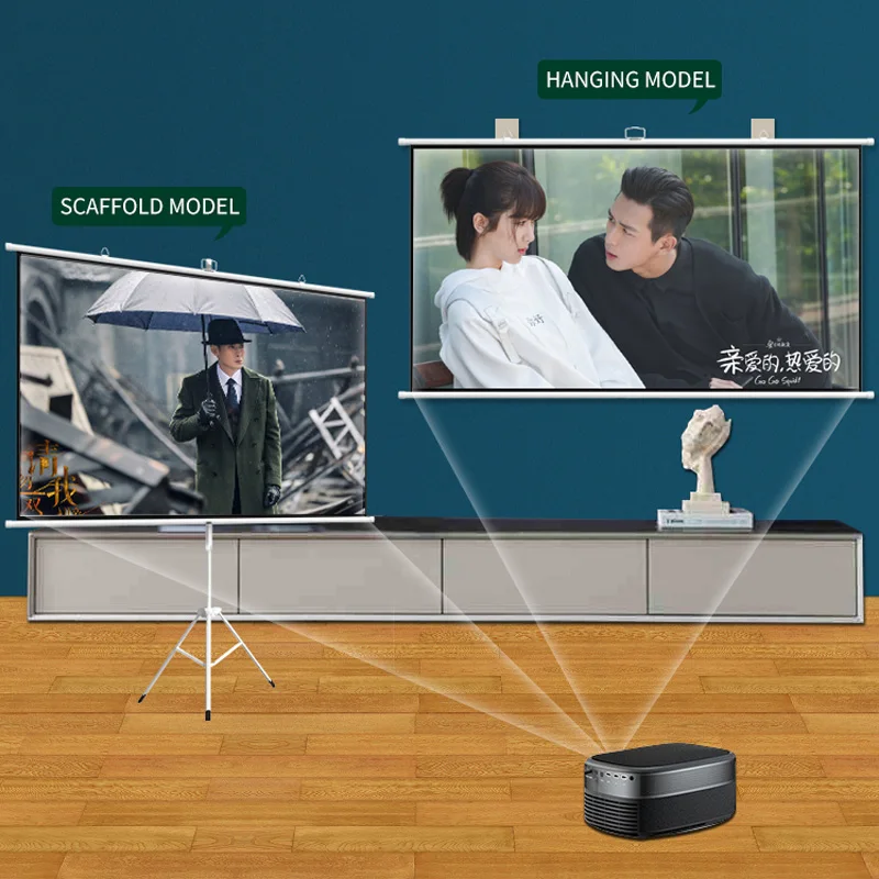 92 inch 16:9/4:3 portable mobile tripod standing  Projector Screen outdoor or indoor projection screen with matt white