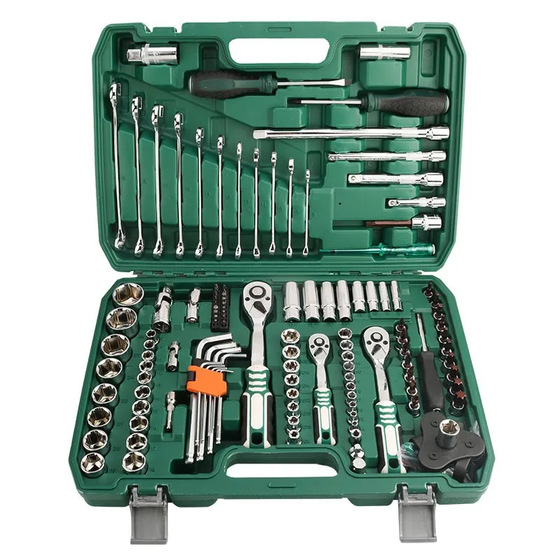 Set of 121pcs home mechanic ratchet wrench socket combination tool set manual repair tool kits for cars, motorcycles and bicycle