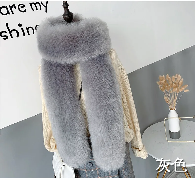 Manufacturers Extended Warm Scarf 100% Polyester Fashionable Faux Fox Fur Scarves Rabbit Fashion Scarf/shawl