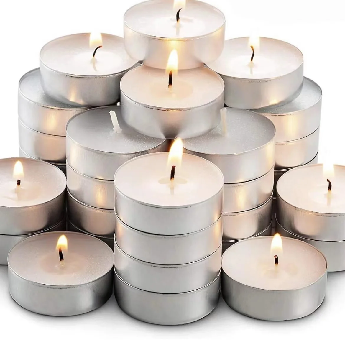100% KUNLUN paraffin wax candle tealight 4 hours burning white unscented tealight candle