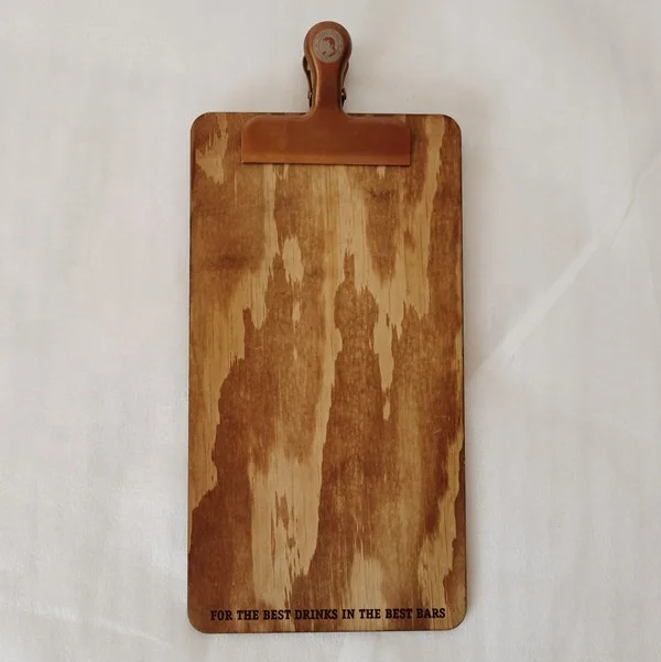 Custom Wooden Leather Check Presenter Bill Menu Pen Holder Burnt Logo OEM Available