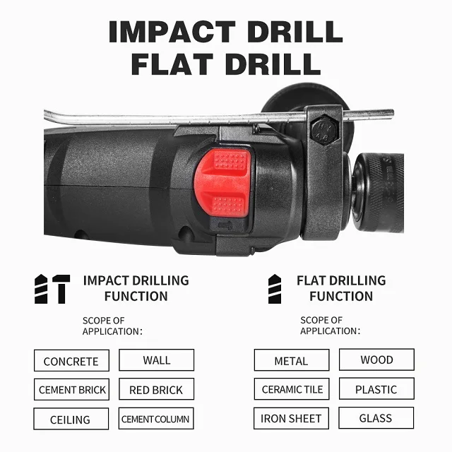 TEH 850W Professional Handheld Electric Impact Drill Concrete Wall Drill Machine