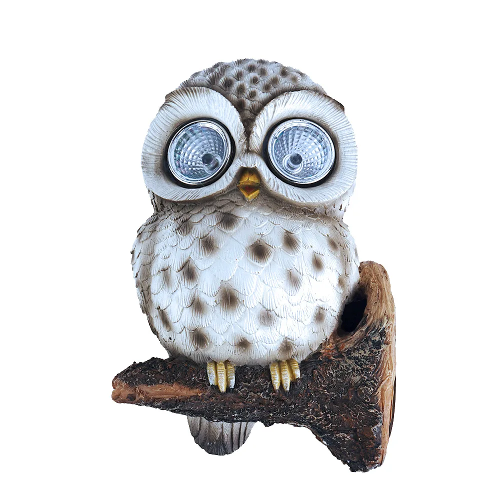 European-style simulation owl hanging tree animal resin solar outdoor decoration