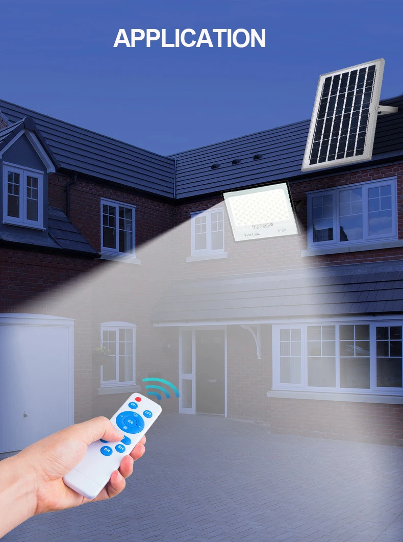 Brand Dearzone Manufacturer Slim Good Price 50W 100W 200W 300W Remote Control Rechargeable Solar Floodlight Outdoor