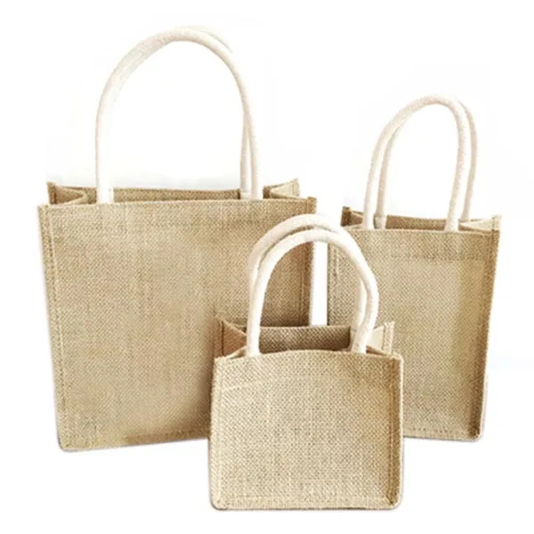 Custom Logo Big Capacity Burlap Tote Bags Flax Handbag Clothes Packaging Hemp Bag Eco friendly Linen Jute Shopping Bags
