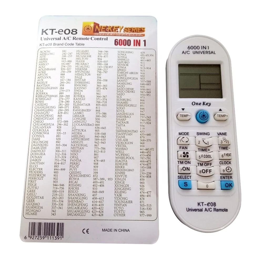 Universal KT-E08 Air Conditioner Remote Control fit for Toshiba Panasonic Sanyo Fujitsu 6000 In 1 One Key Series