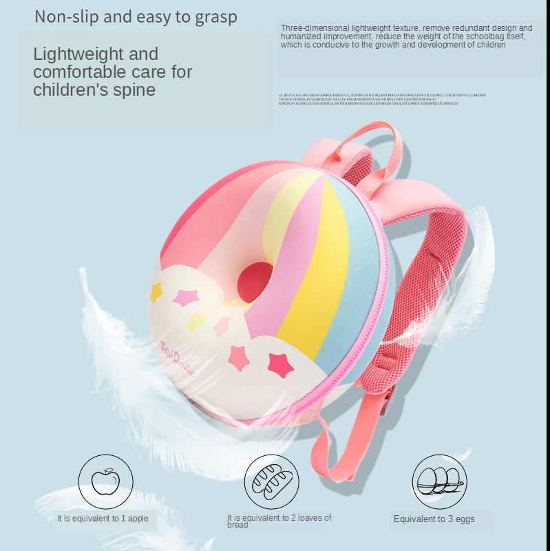 
High Quality PU EVA Shell Round Backpack Cute Kawaii Pink Rainbow Donut Backpacks Kid Bag Child Toddler Bagpack For Boys girls 