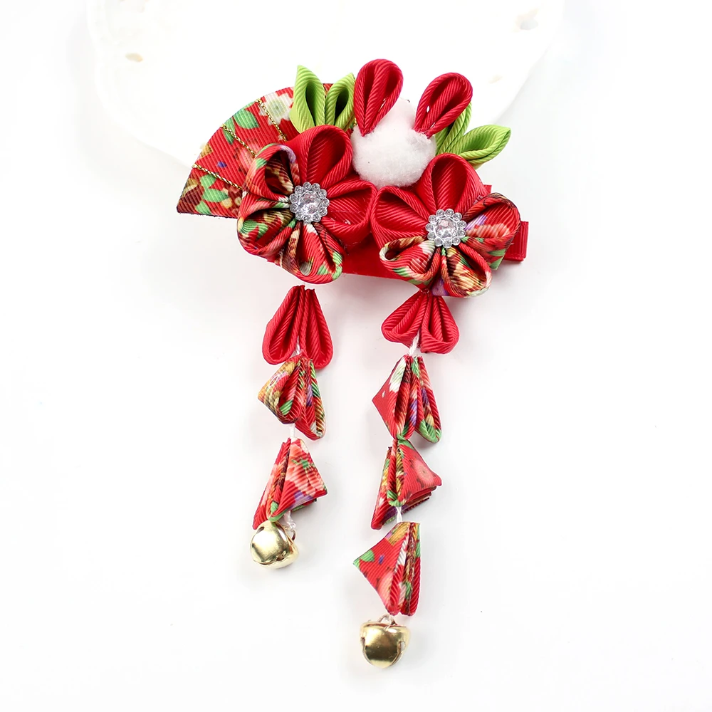 Womens Girls Japanese Kimono Flower Hair Clip Kanzashi Decor Hair Pin Hanfu Accessories