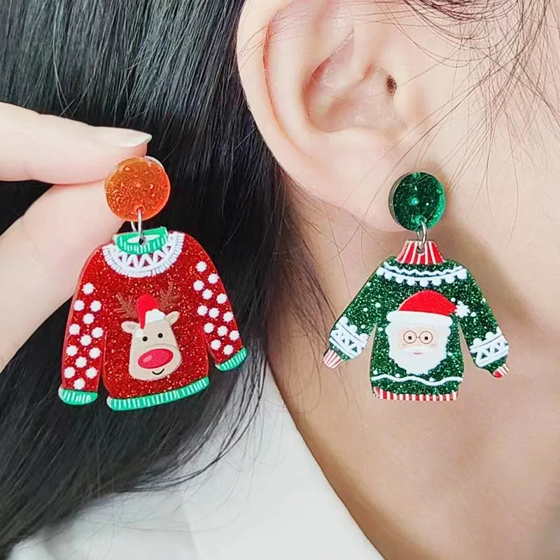 KL OEM Pendiente De NavidadPopular 2023 Christmas AcrylicTree Earrings Jewelry For Gift