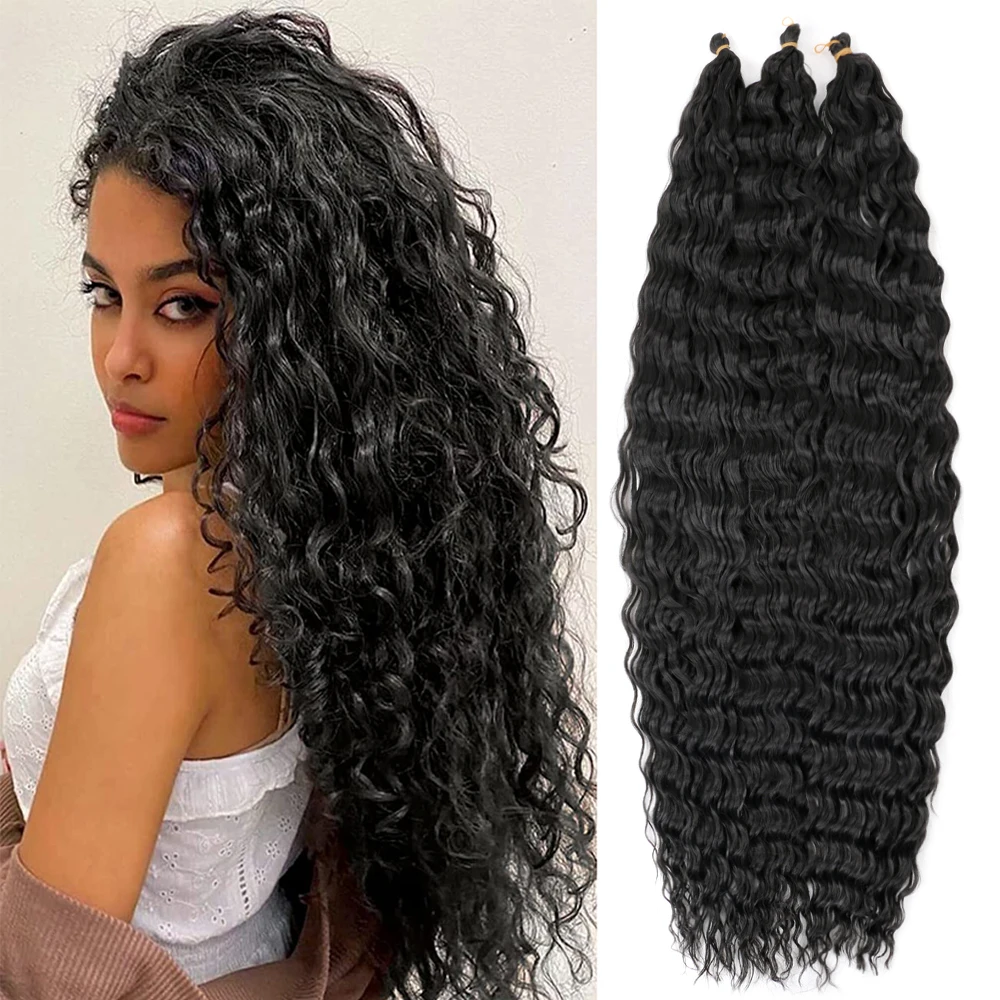 Synthetic Afro Curls Crochet Braids Ombre Braiding Hair Extensions 32 Inch Deep Wave Twist Crochet Hair