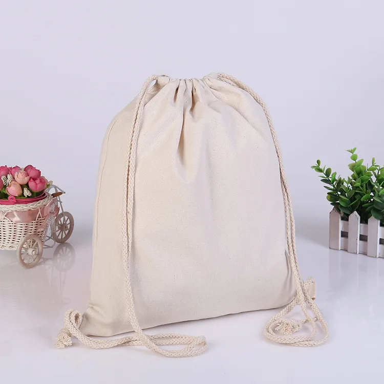 Wholesale Cheap Best Dust Bags Blank Cotton canvas drawstring bag backpack with logo