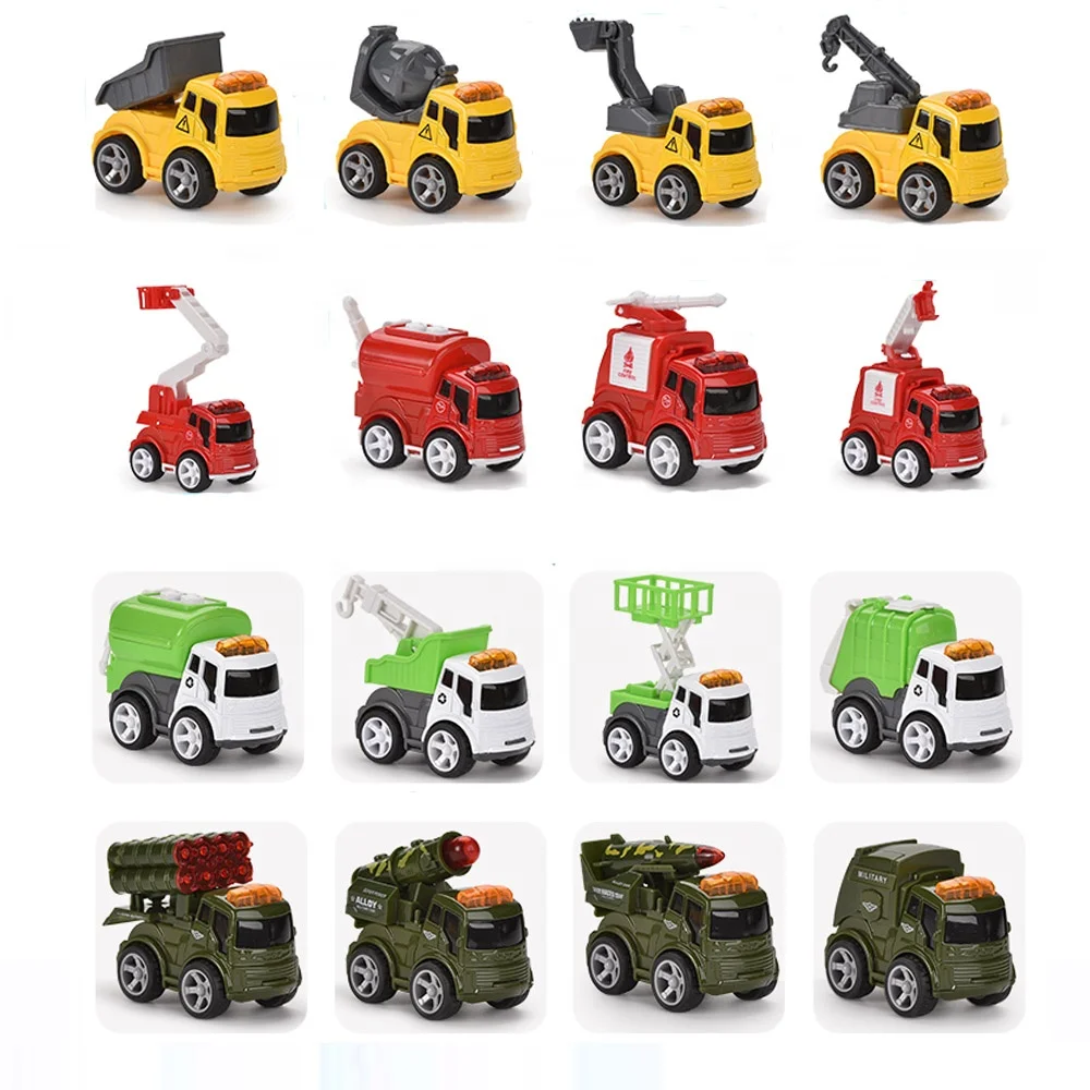 
Wholesale Q pull back fire engine truck toy die cast model car 8 pcs 